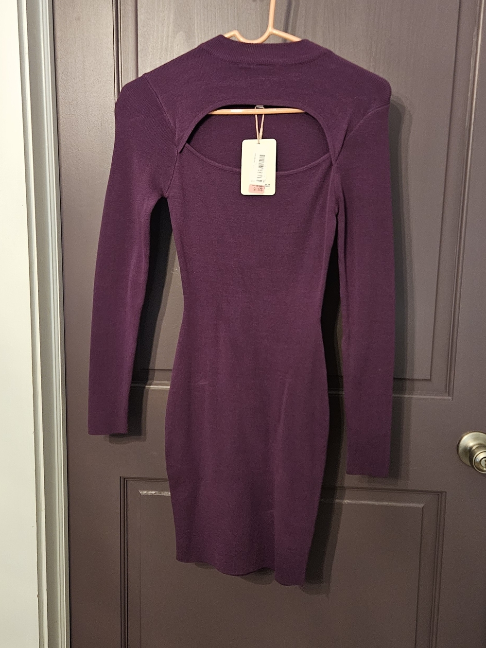 Gianni Bini Plum Long-Sleeve Cutout Bodycon Dress